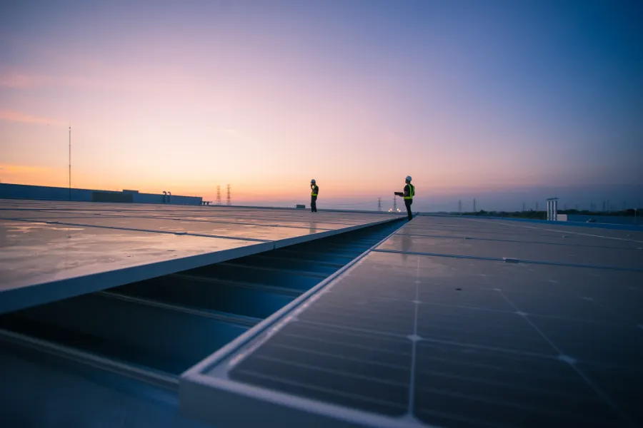 Factory Solar Panels Evening